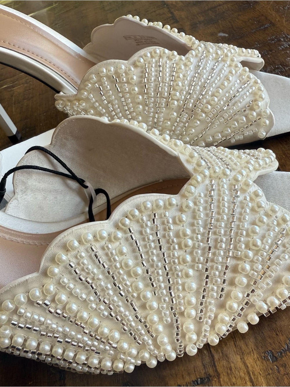 ZARA Backless Pearl Heeled Sandals NWT • White Mule • Size 8 • Wedding & Brides - Picture 7 of 12